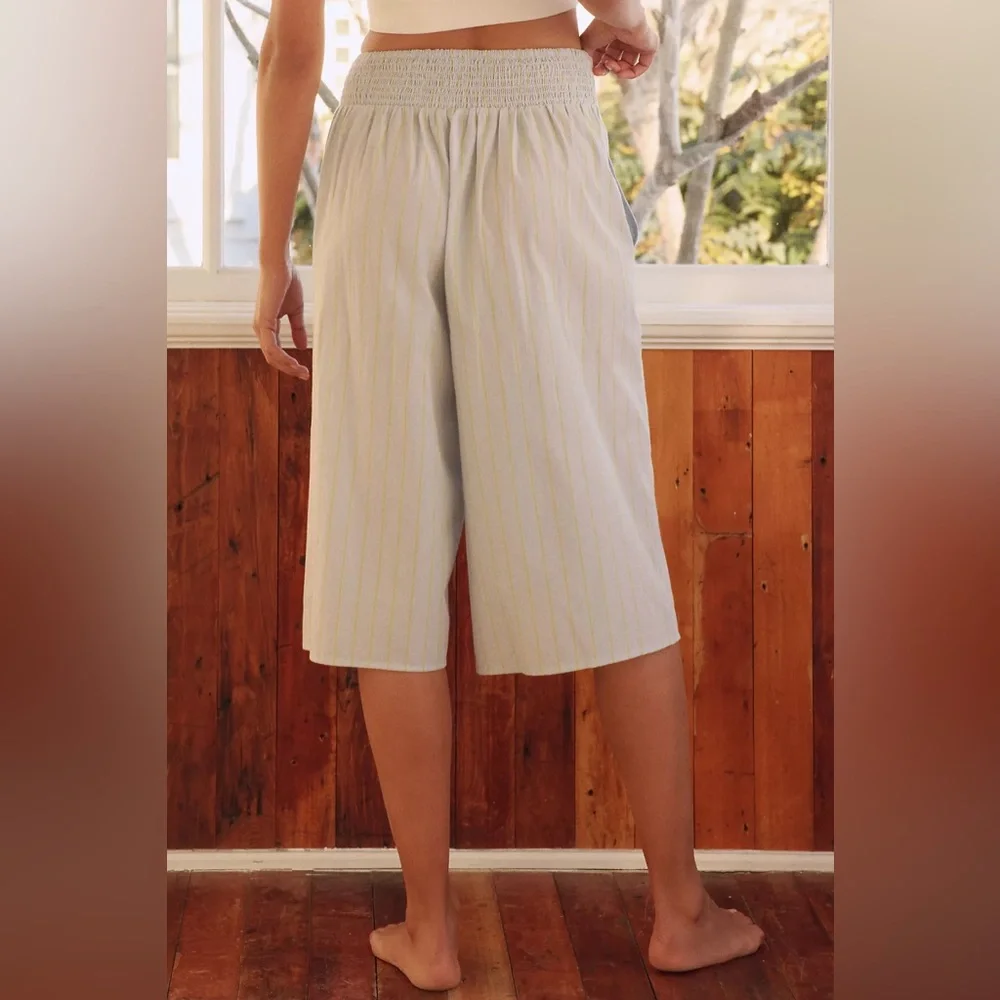 NWT Anthropology LyreBird Cotton French Boxer Wide Leg Culottes Sz XL  Stripe